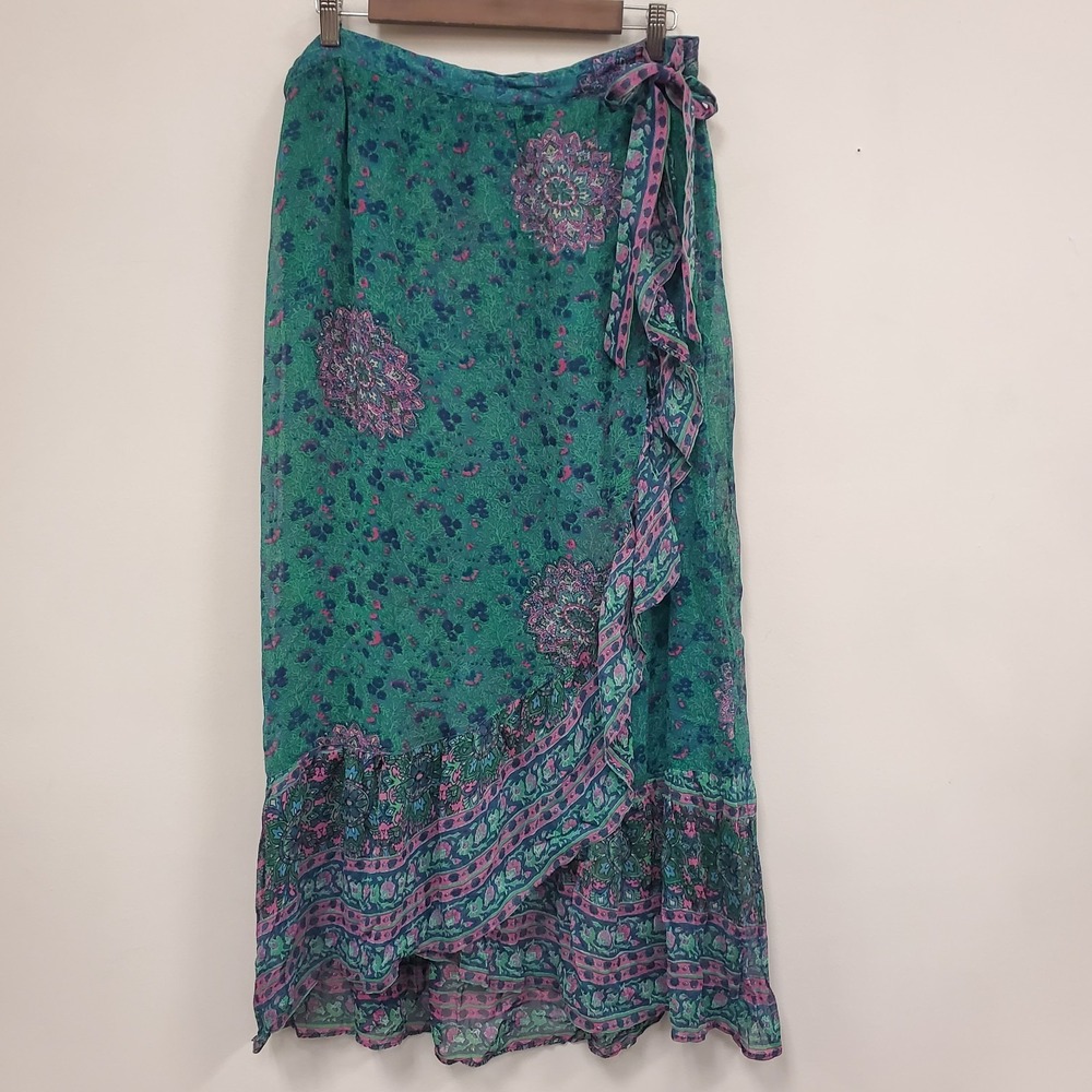 Akemi Kin Anthropologie Womens Whimsical Allegra Wrap Maxi Skirt Size 14 Paisley